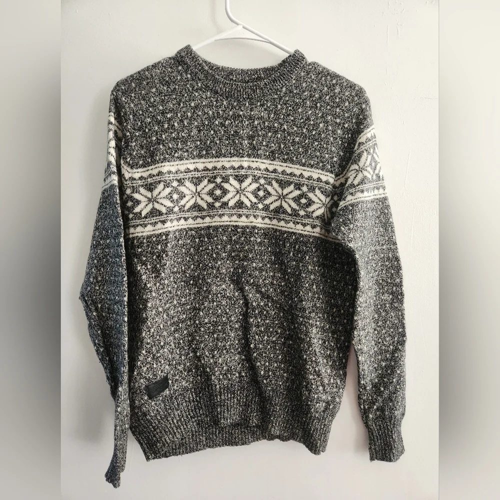 Black Chocolate Fair Isle Lambswool Sweater Size Small